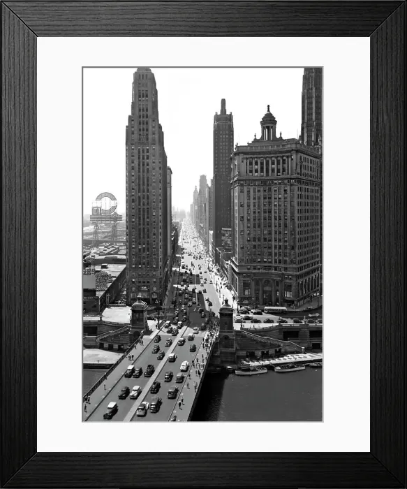 Framed Print : 1940s DOWNTOWN SKYLINE MICHIGAN AVENUE CHICAGO ILLINOIS USA