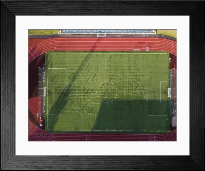 Framed Print : Aerial view of soccer field, Tikhvin, Russia