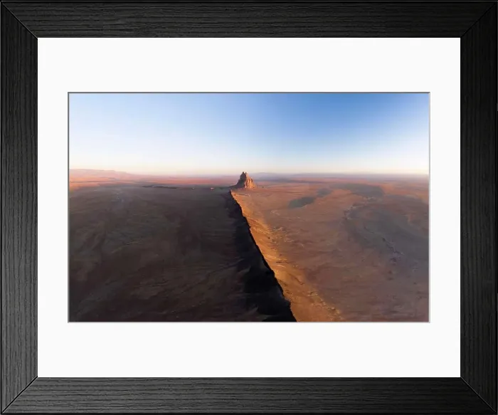 Framed Print : Aerial with leading line of lava towards Shiprock in New Mexico