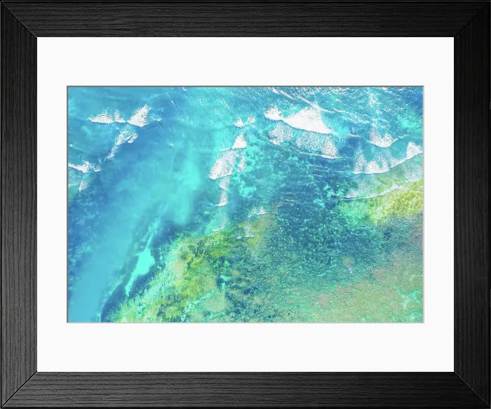 Framed Print : Aerial view to ocean waves. Blue water background. Dramatic colo Framed Print : Aerial view to ocean waves. Blue water background. Dramatic colo