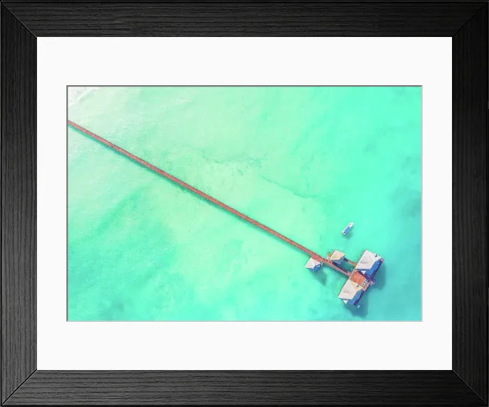 Framed Print : Aerial top down view from drone of a luxurious tropical island p