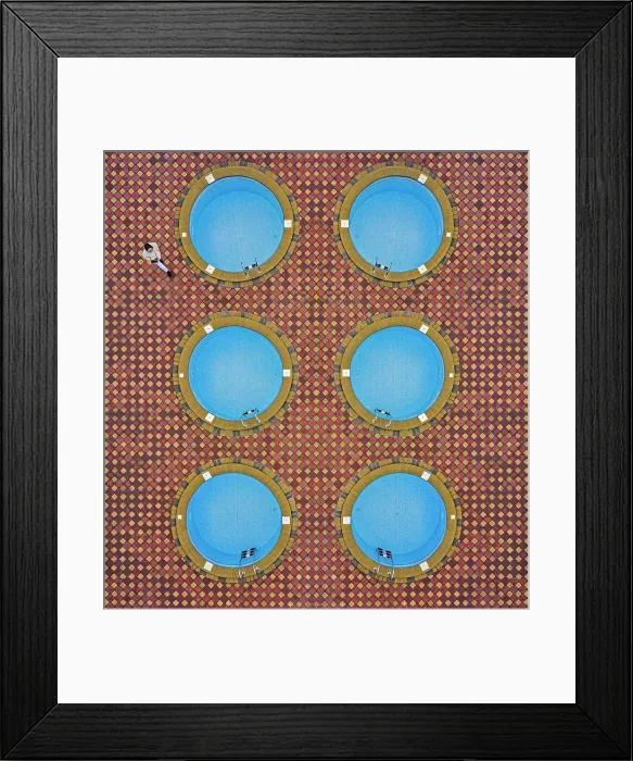 Framed Print : Aerial view of woman near pool
