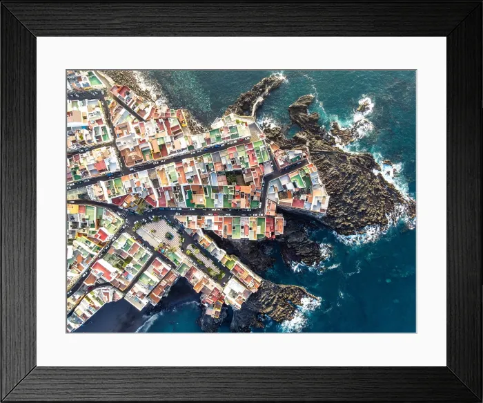 Framed Print : aerial view of coloured houses near to the ocean atlantic Framed Print : aerial view of coloured houses near to the ocean atlantic