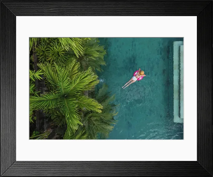 Framed Print : Aerial view of woman in swimming pool Framed Print : Aerial view of woman in swimming pool