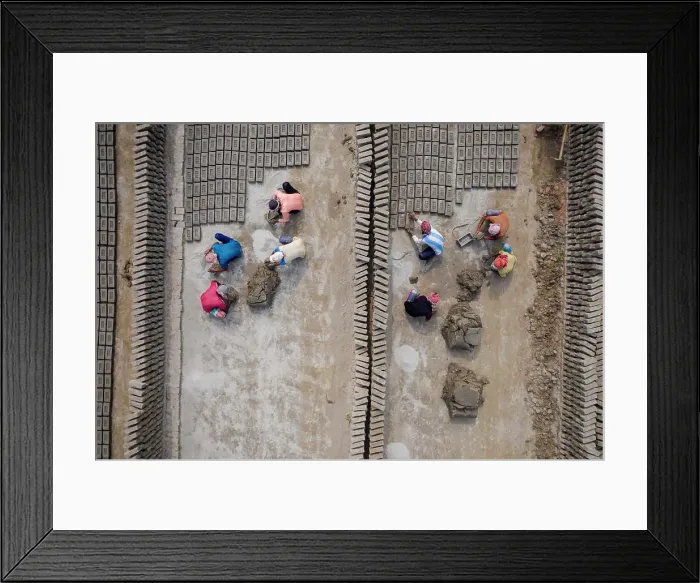 Framed Print : Aerial view of a brick factory from above Framed Print : Aerial view of a brick factory from above