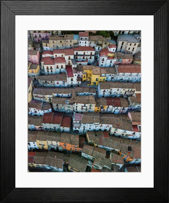 Framed Print : Aerial view of Calitri, a colourful town in Irpinia, Avellino, Italy