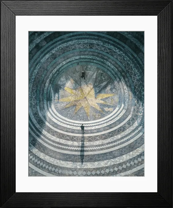 Framed Print : Aerial view of two persons standing on a beautiful pavement, Shanghai, China Framed Print : Aerial view of two persons standing on a beautiful pavement, Shanghai, China