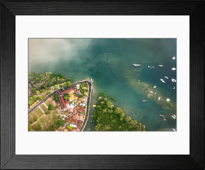 Framed Print : Aerial photo shot from plane flying from Bali to Singapore