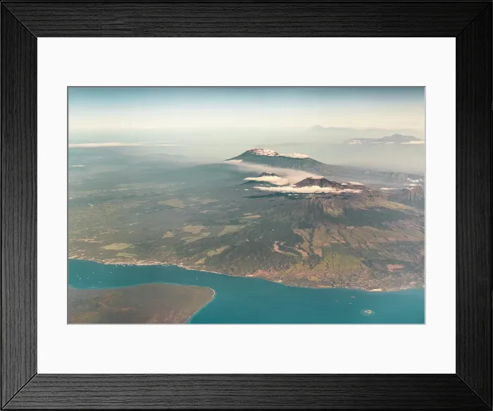 Framed Print : Aerial photo shot from plane flying from Bali to Singapore
