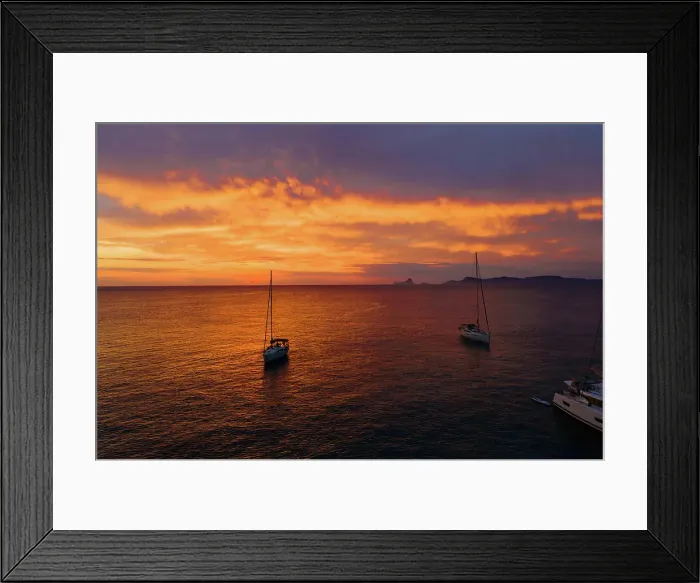 Framed Print : Aerial view from drone on boats shipping in sea
