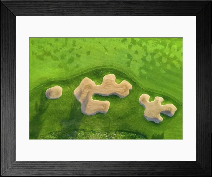 Framed Print : Aerial view of a golf course fairway