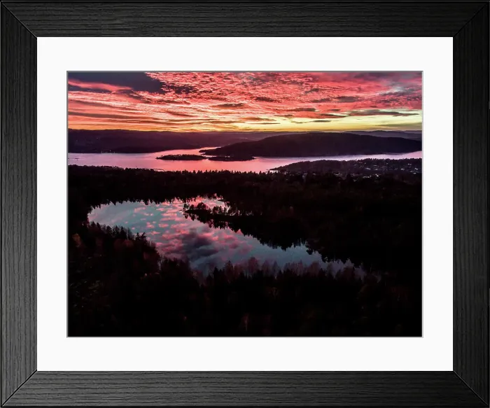 Framed Print : Aerial view of sunset over Oscarsborg, Drobak, Norway Framed Print : Aerial view of sunset over Oscarsborg, Drobak, Norway