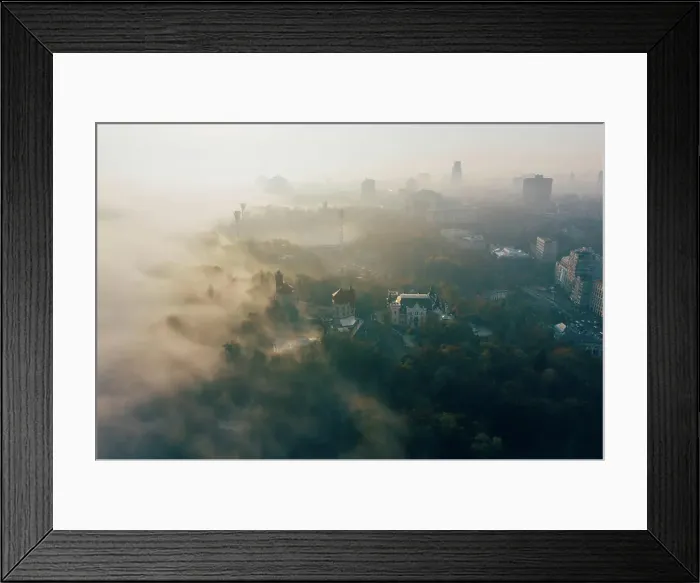 Framed Print : Aerial view of the city in the fog Aerial view of the city in the fog Framed Print : Aerial view of the city in the fog Aerial view of the city in the fog