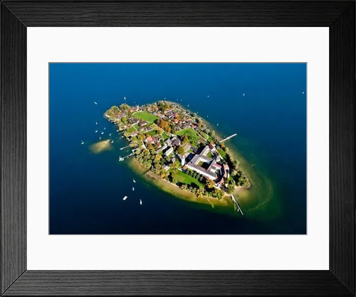 Framed Print : Aerial view of the Frauenchiemsee Abbey Framed Print : Aerial view of the Frauenchiemsee Abbey