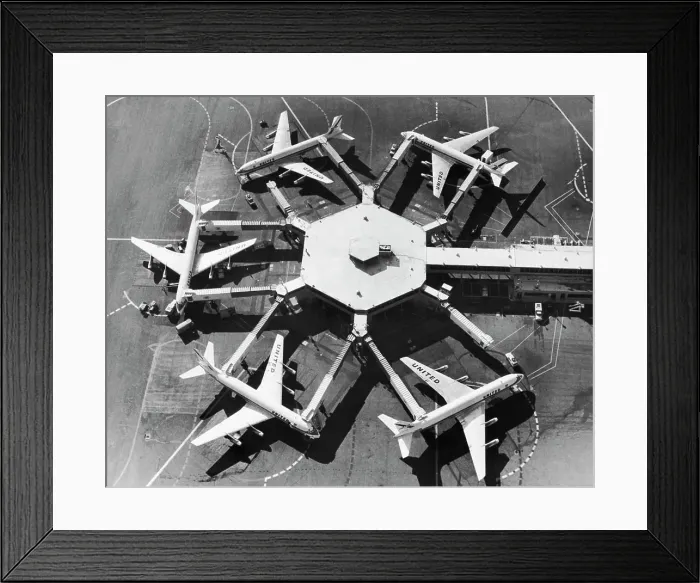 Framed Print : Aerial view of five airplanes at an airport, San Francisco International Airport, San Francisco, California, USA