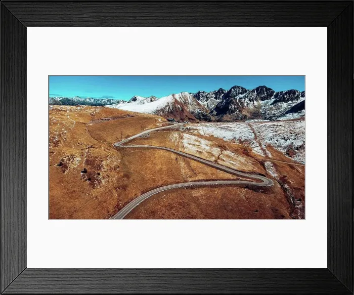 Framed Print : Andorra, Aerial view of El Pas de la Casa pass in autumn Framed Print : Andorra, Aerial view of El Pas de la Casa pass in autumn
