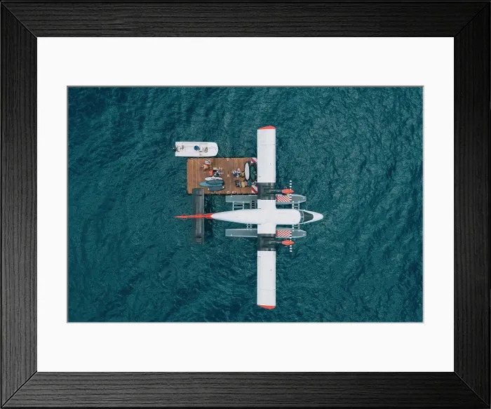 Framed Print : Aerial view of water plane, Maldives Framed Print : Aerial view of water plane, Maldives