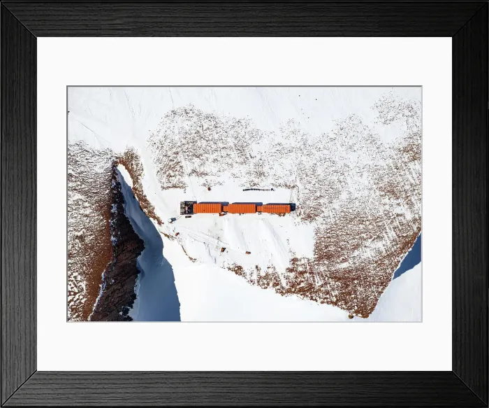 Framed Print : Aerial view of SANAE IV base surrounded by snow in Antarctica Framed Print : Aerial view of SANAE IV base surrounded by snow in Antarctica