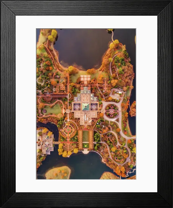 Framed Print : Aerial view above of evening island, Chicago, United States