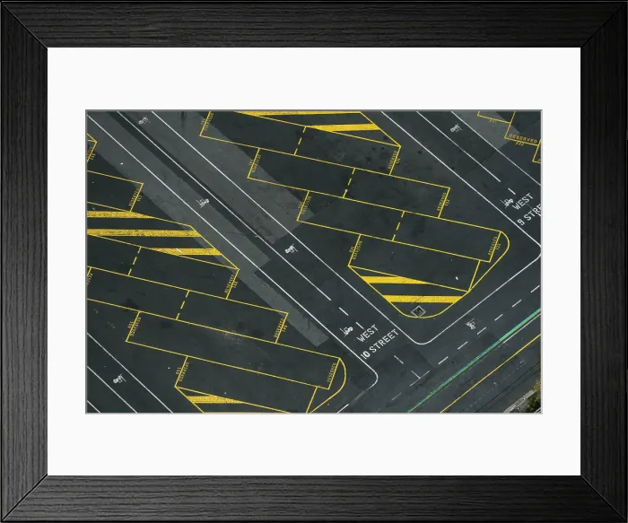 Framed Print : Aerial view of empty truck parking lot, Port Melbourne, Melbourne, Victoria, Australia Framed Print : Aerial view of empty truck parking lot, Port Melbourne, Melbourne, Victoria, Australia