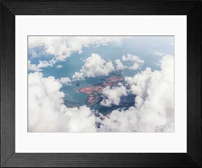 Framed Print : Aerial photo shot from plane flying from Bali to Singapore Framed Print : Aerial photo shot from plane flying from Bali to Singapore