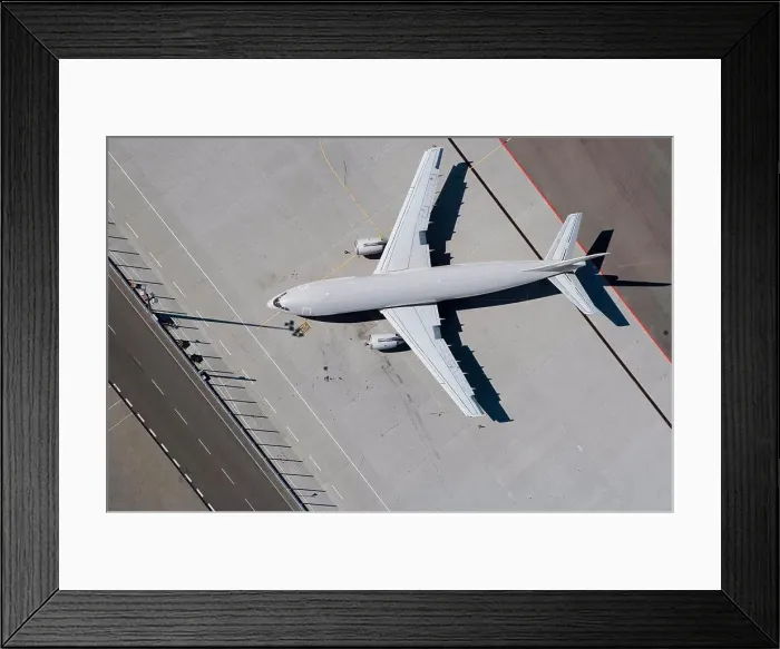 Framed Print : Aerial view of yellow airplane Framed Print : Aerial view of yellow airplane