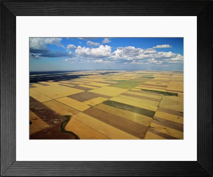 Framed Print : Aerial of farming in saskatchewan, Canada Framed Print : Aerial of farming in saskatchewan, Canada