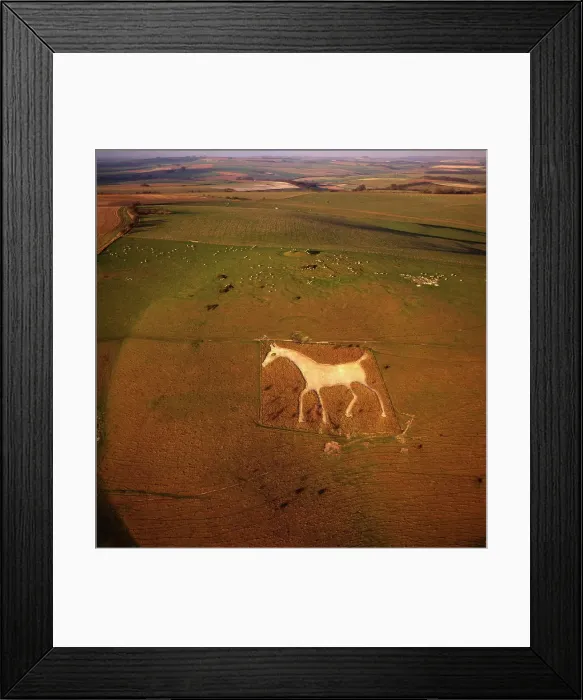 Framed Print : Aerial view of Alton Barnes White Horse, Alton Barnes, Wiltshire, England, United Kingdom, Europe