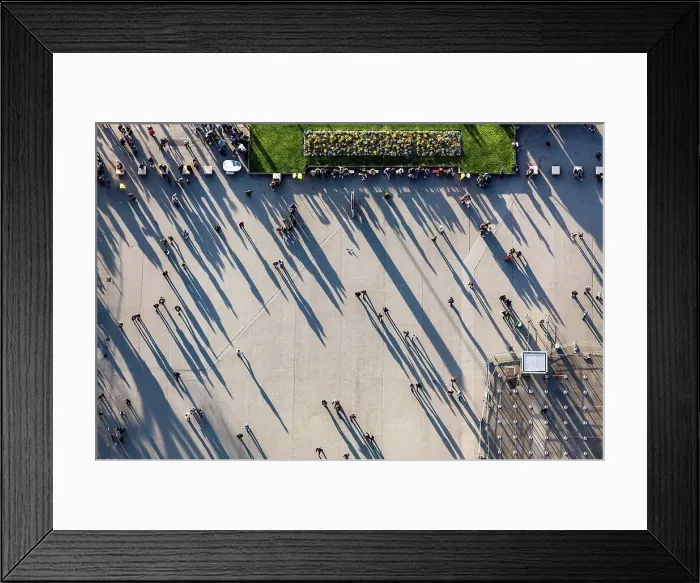 Framed Print : France, Ile-de-France, Paris, aerial top view of people next to the Eiffel tower Framed Print : France, Ile-de-France, Paris, aerial top view of people next to the Eiffel tower