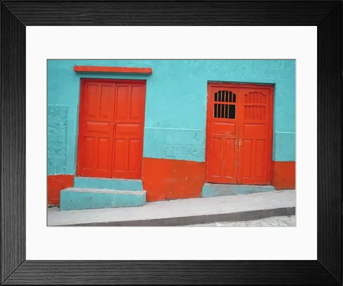 Framed Print : Painted doors of a house, Flores, Guatemala Framed Print : Painted doors of a house, Flores, Guatemala