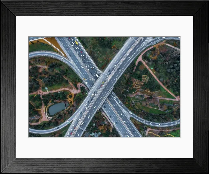 Framed Print : Turkey, Istanbul, Aerial view of traffic on highways