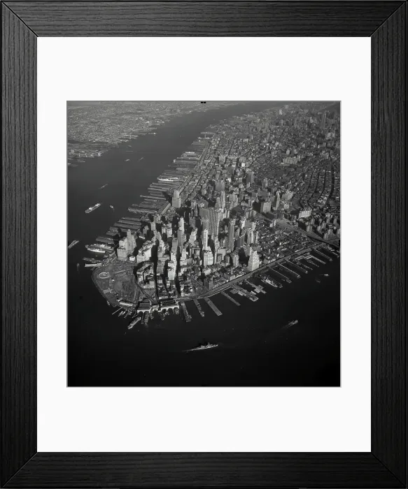 Framed Print : Vintage Photograph. Aerial view of Lower Manhattan