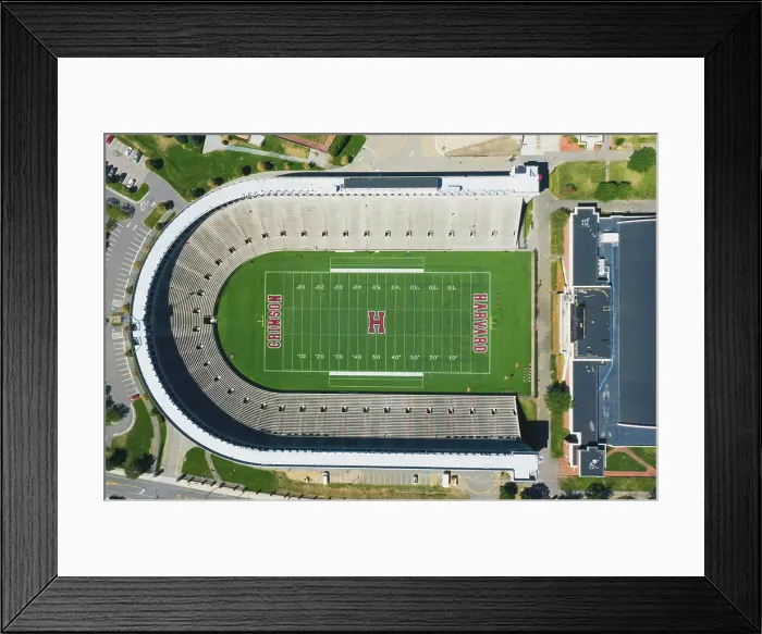 Framed Print : Harvard, USA - 03 September 2022: Aerial view of Harvard's football stadium Framed Print : Harvard, USA - 03 September 2022: Aerial view of Harvard's football stadium