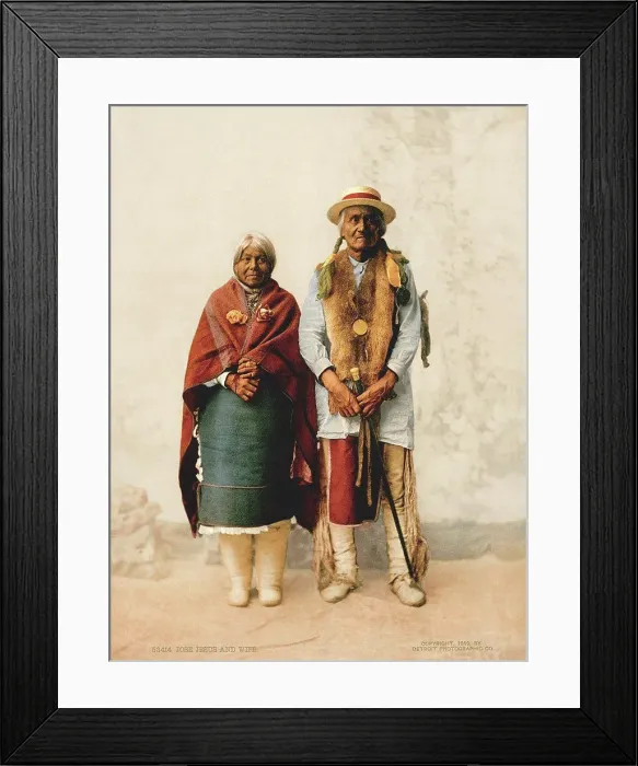 Framed Print : New Mexico: 1899 A photochrome of Jose Jesus and his wife Framed Print : New Mexico: 1899 A photochrome of Jose Jesus and his wife