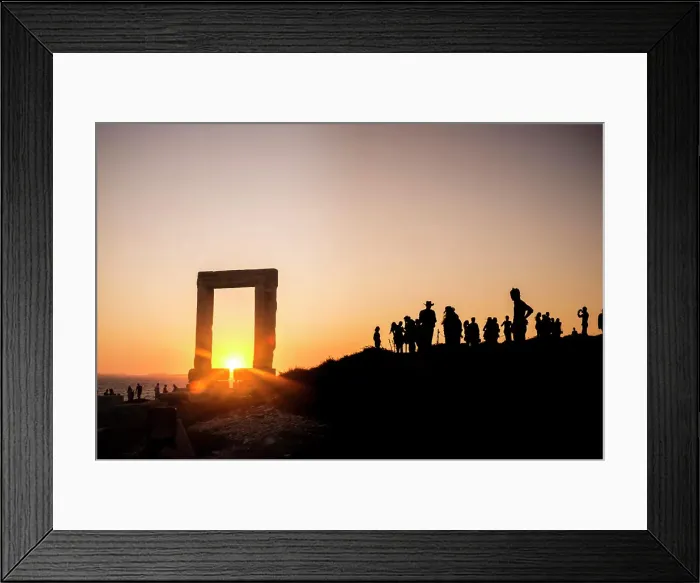 Framed Print : Silhouetted tourists watching sunset at Temple of Apollo, Naxos Island, Greece Framed Print : Silhouetted tourists watching sunset at Temple of Apollo, Naxos Island, Greece