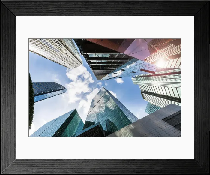 Framed Print : Low angle view of financial district skyscrapers, Singapore, South East Asia Framed Print : Low angle view of financial district skyscrapers, Singapore, South East Asia
