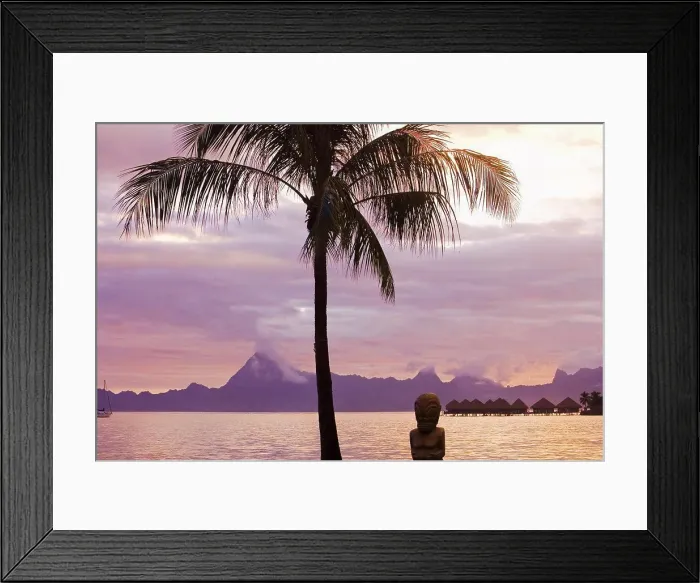 Framed Print : Sunset on tahiti with view of moorea Framed Print : Sunset on tahiti with view of moorea