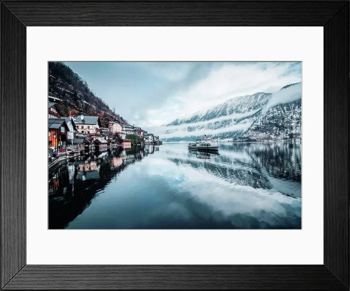 Framed Print : Austria, Upper Austria, Salzkammergut, Hallstatt in winter