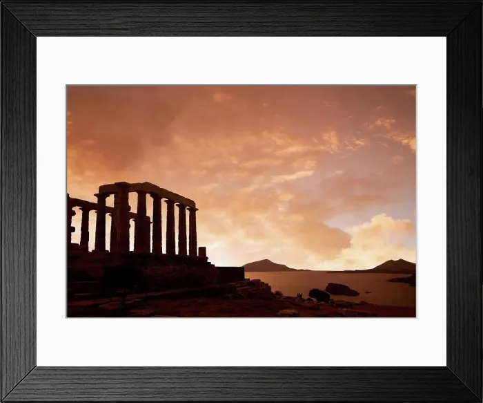 Framed Print : Temple of Poseidon under sunset sky, Cap Sunion, Greece Framed Print : Temple of Poseidon under sunset sky, Cap Sunion, Greece