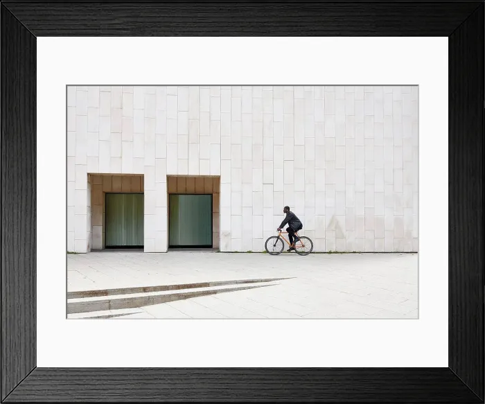 Framed Print : Man with bike in Barcelona Framed Print : Man with bike in Barcelona