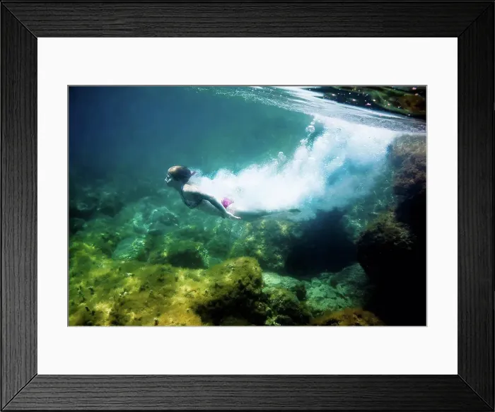 Framed Print : Croatia, Brac, Sumartin, Teenage girl under water Framed Print : Croatia, Brac, Sumartin, Teenage girl under water