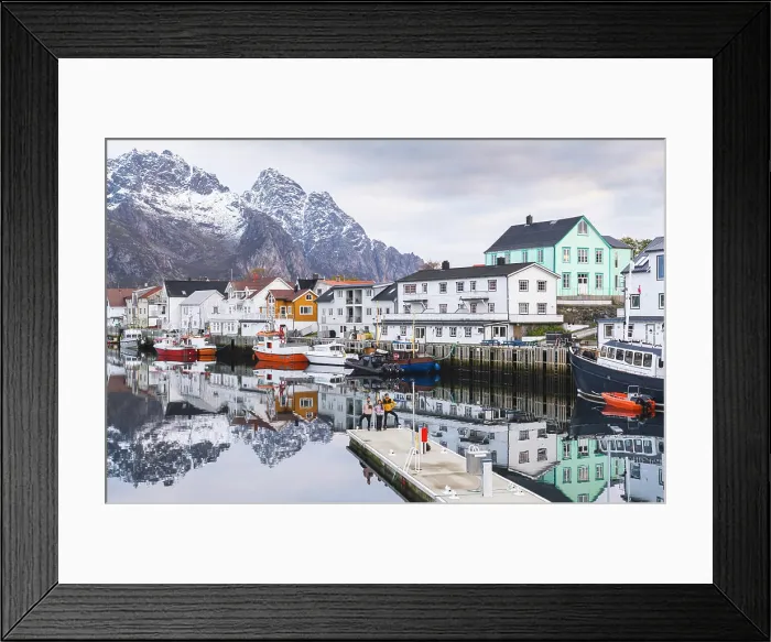 Framed Print : Norway, Northern Norway, Henningsvaer, Fishing village in Lofoten archipelago Framed Print : Norway, Northern Norway, Henningsvaer, Fishing village in Lofoten archipelago