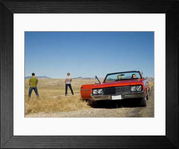 Framed Print : pee break on a road trip