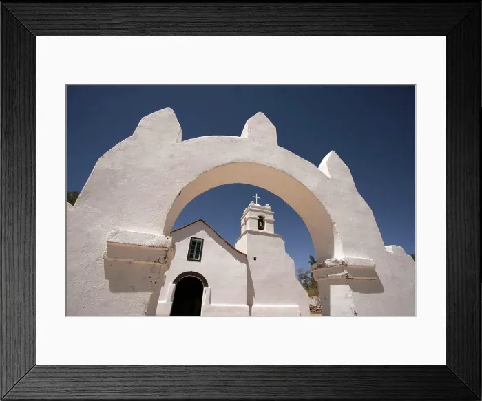 Framed Print : Arch and church in Chile. Church in San Pedro de Atacama, Chile Framed Print : Arch and church in Chile. Church in San Pedro de Atacama, Chile