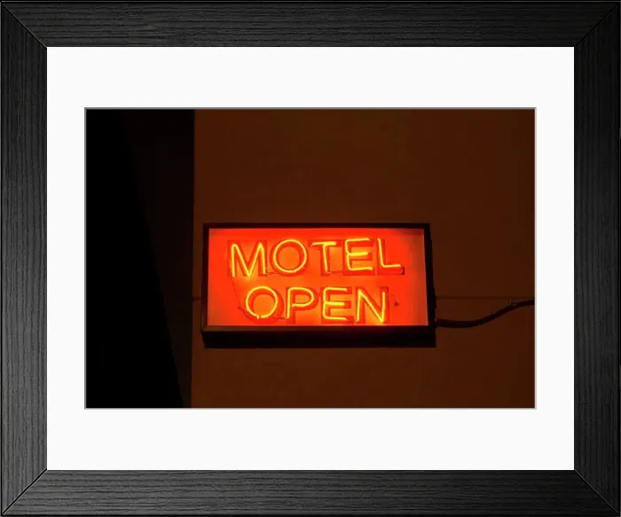 Framed Print : USA, Texas, Route 66, Shamrock, motel sign