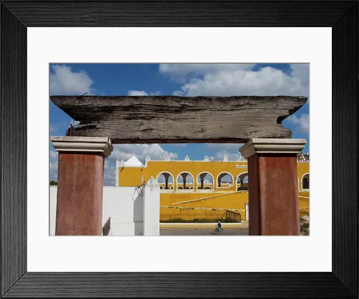 Framed Print : Yellow buildings at Izamal city center, Yucatan, Mexico