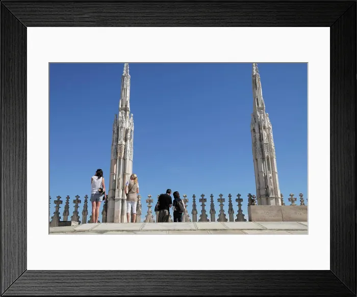 Framed Print : Italy, Lombardy, Milan, Duomo, rooftop with tourists Framed Print : Italy, Lombardy, Milan, Duomo, rooftop with tourists