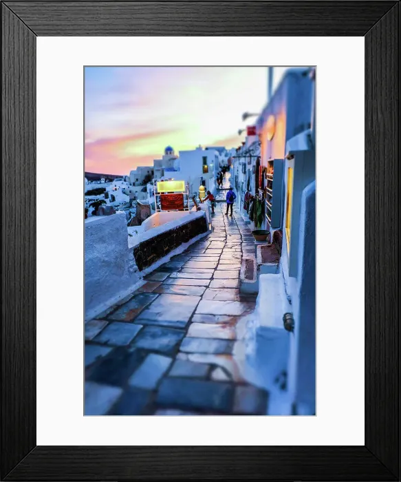 Framed Print : Street. Oia. Santorini. Cyclades islands. Greece