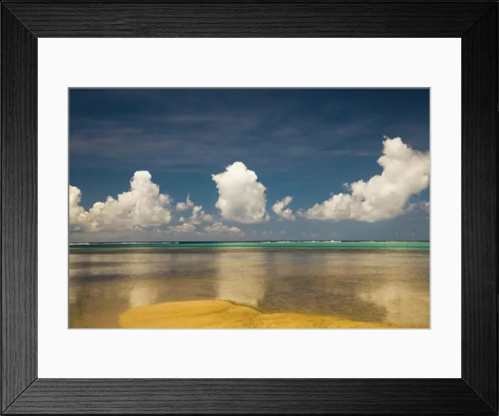 Framed Print : Reflection of clouds in the sea, Moorea, Tahiti, French Polynesia