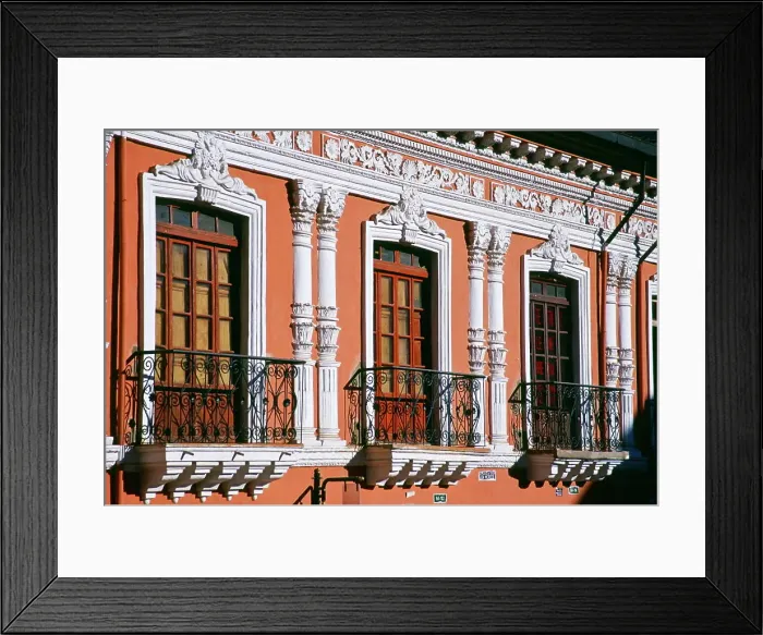 Framed Print : Sunlight on Neoclassical architecture of a building in Colonial Quito, Ecuador, South America
